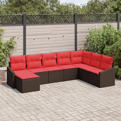 vidaXL 9 Piece Garden Sofa Set with Cushions - 113.6×70.3×46.1