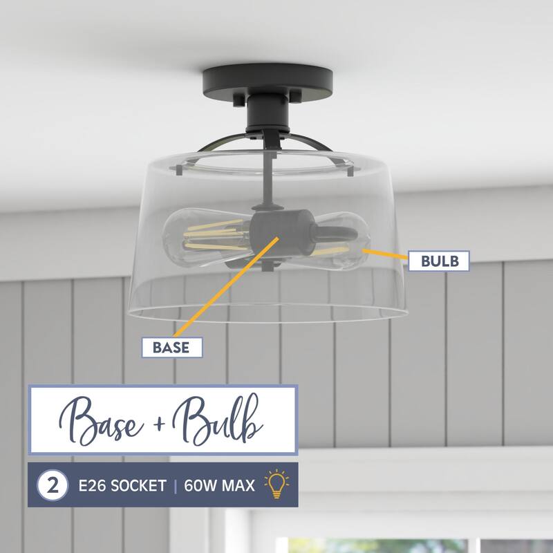 Prominence Home Fairendale Convertible Pendant/Semi-Flush Matte Black with Clear Glass