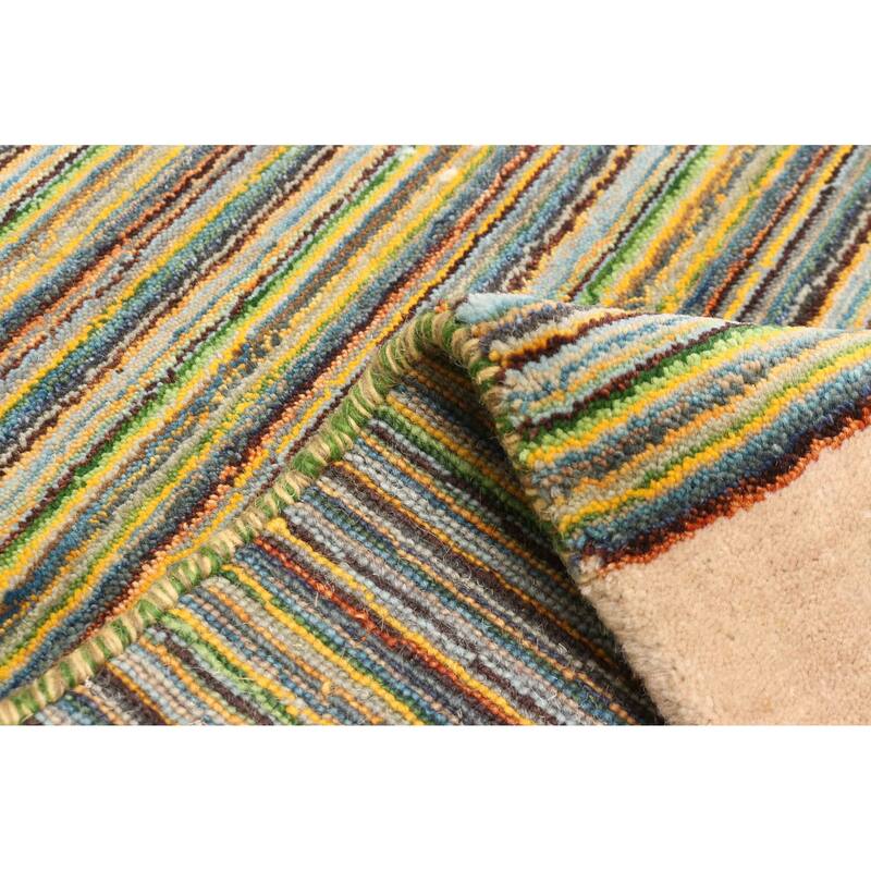 ECARPETGALLERY Hand Loomed Kashkuli Gabbeh Green Wool Rug - 4'0 x 5'10