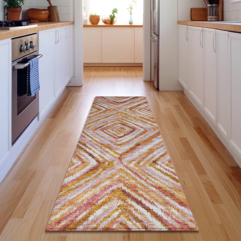 Premium Washable Super Soft Striking Abstract Mayfield Rug - Orange - 2' 3" x 7' 6" - Runner