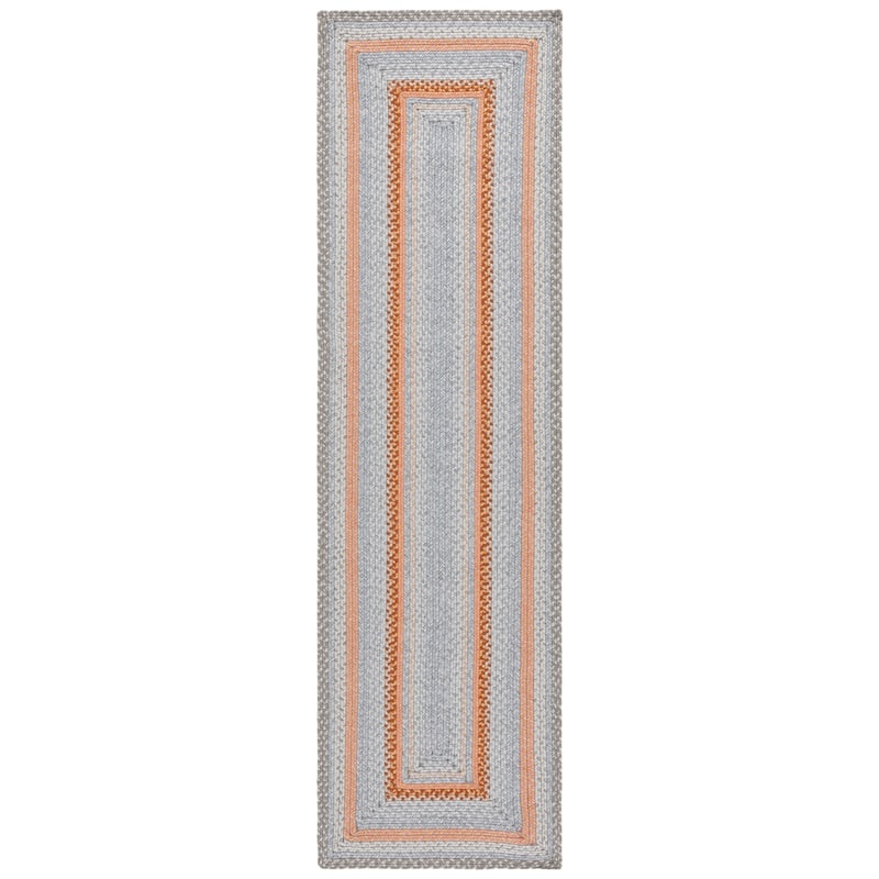 SAFAVIEH Handmade Braided Jivitza Country Rug - 2'3" x 8' Runner - Grey/Rust