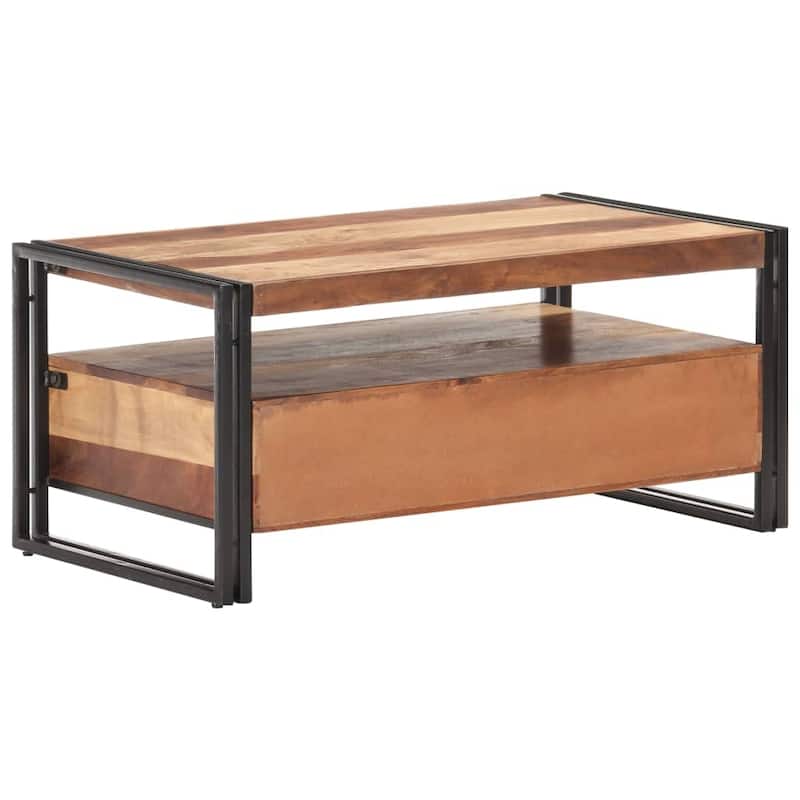 vidaXL Solid Wood Console Table with Steel Leg