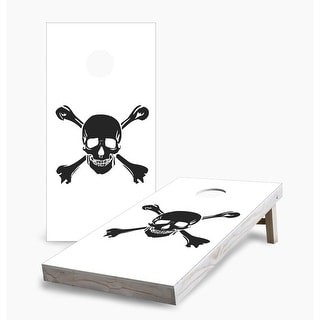White Skull and Crossbones Cornhole Game (Choose Wraps or Boards)