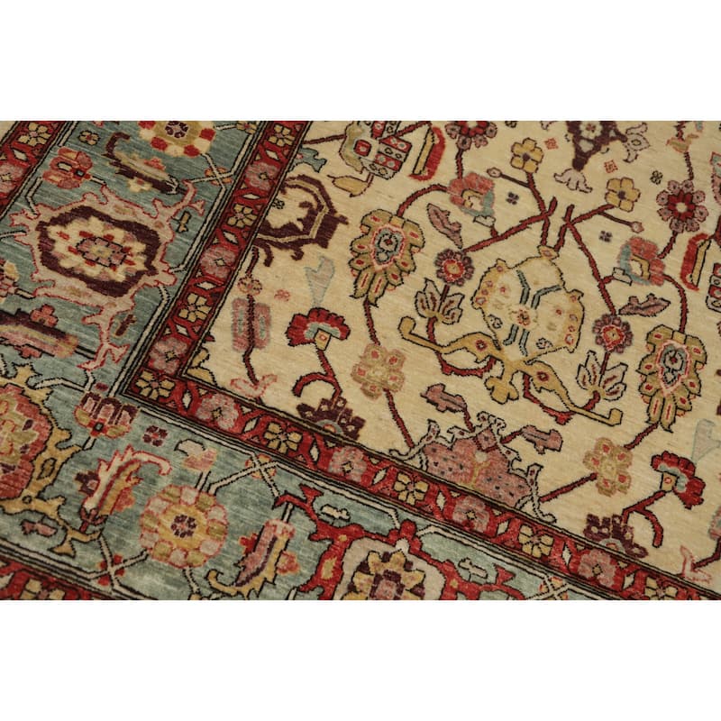 Hand Knotted Traditional Wool Beige Geometric Area Rug - 10' 9'' X 8' 3''