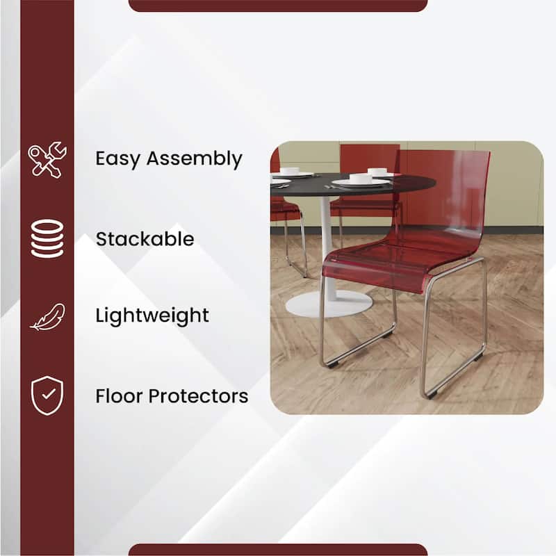 Lima Modern Transparent Acrylic in Chrome Steel Frame Dining Chair