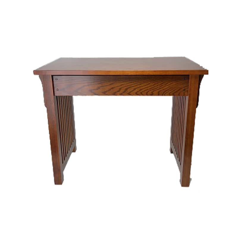 Wooden Frame Writing Desk with 1 Drawer and Slatted Sides, Brown