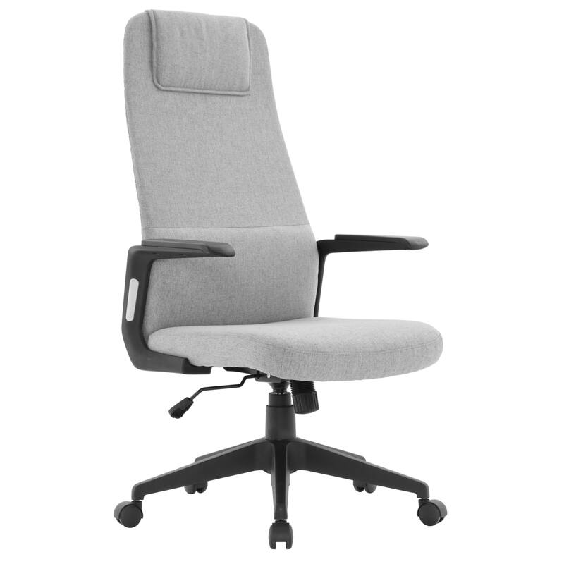 Nexa Ergonomic Leather/Polyester High-Back Office Chair with Padded Headrest, Adjustable Height, Swivel, and Smooth Casters