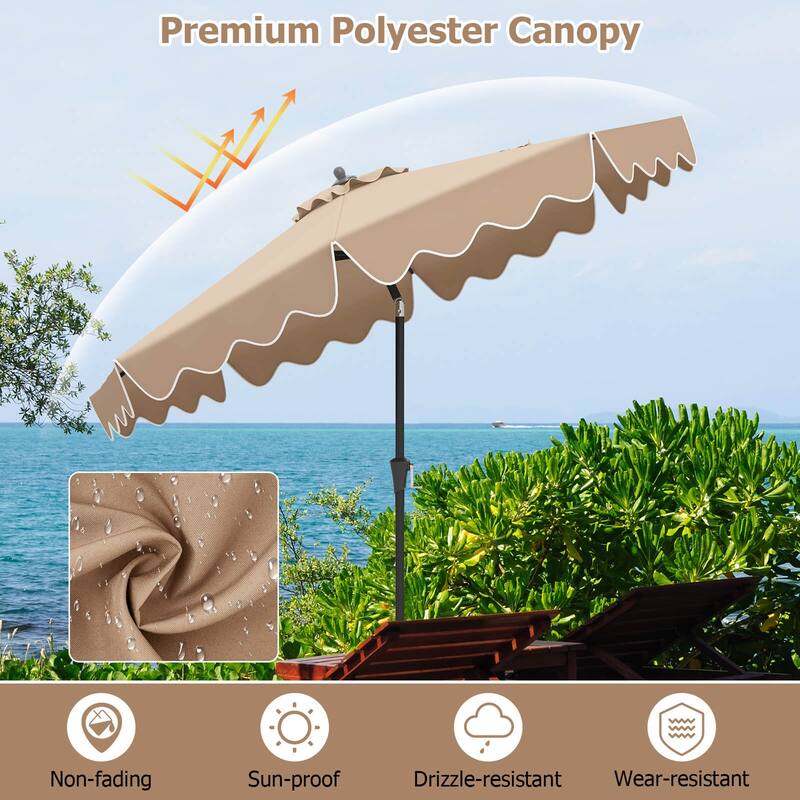 Costway 9 FT Patio Umbrella 2-Tier Market Table Umbrella with