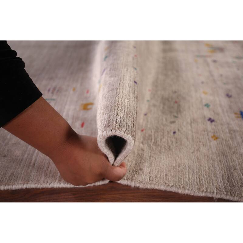 Gabbeh Indian Area Rug Hand-Knotted Beige Wool Carpet - 4'9"x 7'9"