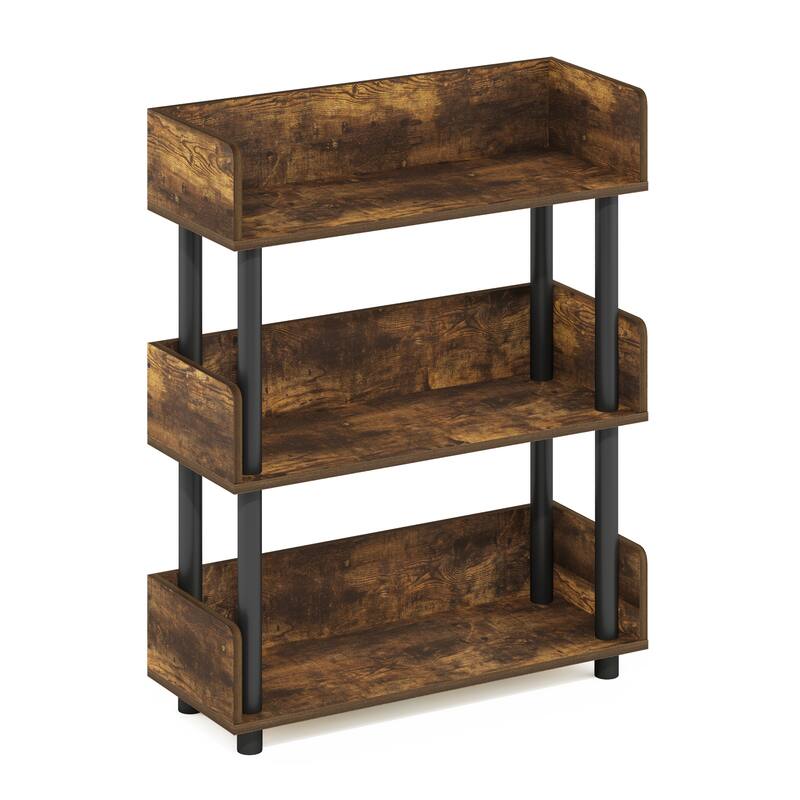 Furinno Turn-N-Tube 3-Tier Toolless Freestanding Multipurposes Display Rack, Espresso - Amber Pine/Black