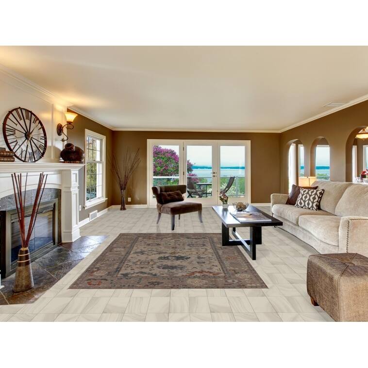 Vegetable Dye Oushak Turkish Area Rug Handmade Geometric Wool Carpet - 6'0"x 8'9"