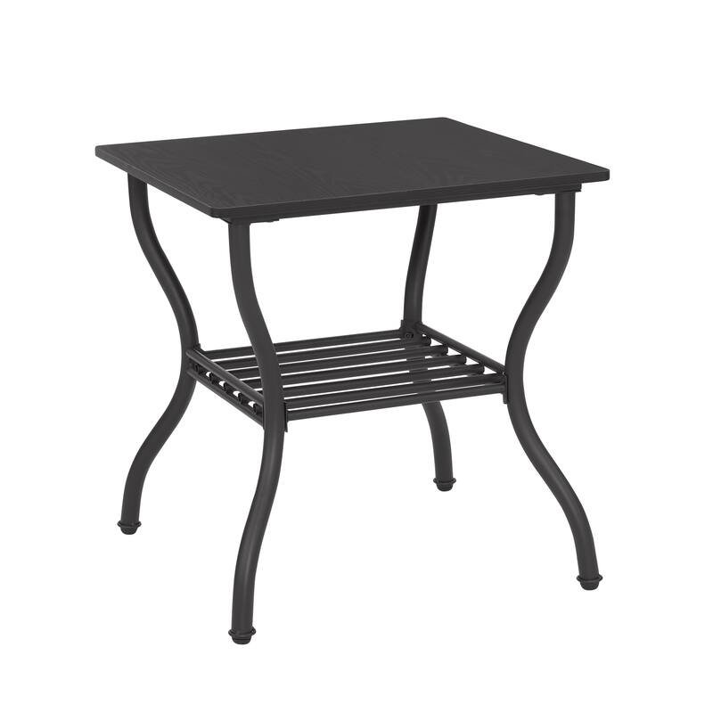 3-Piece Coffee Table Set Rectangle Coffee Table with 2 Square End Side Table Retro Design