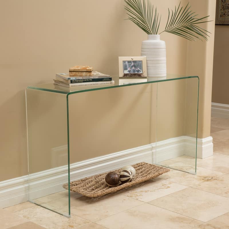 Ramona Glass Console Table by Christopher Knight Home - 30" H x 49.25" W x 15.75" D - Clear - Glass