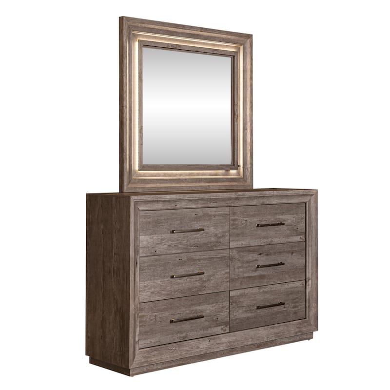 Horizons Graystone Dresser & Mirror with Inset Lighting