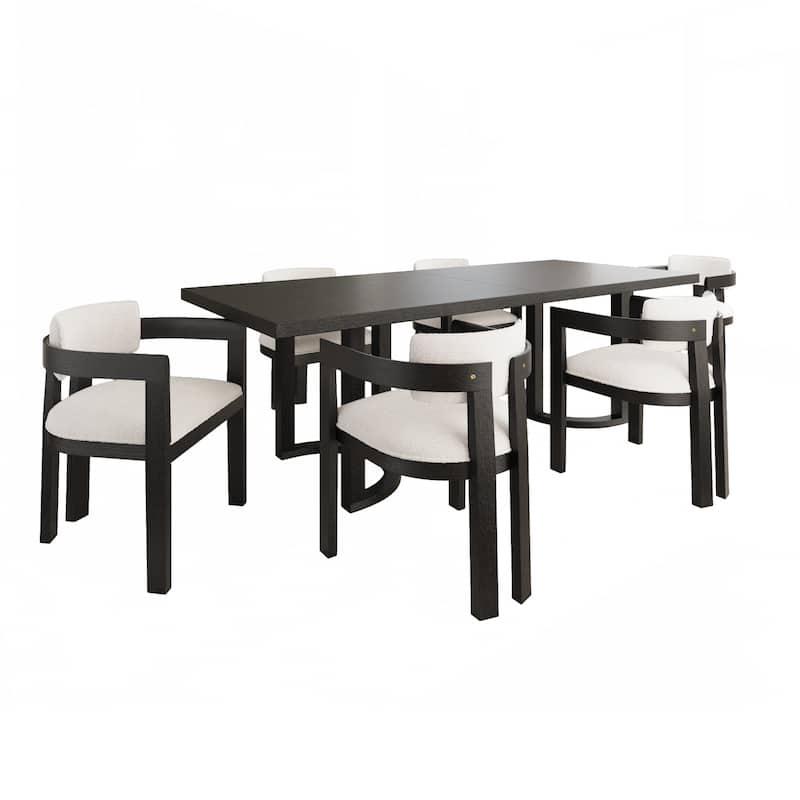 Arkenis 7pc Dining Set with Cushioned Seat and Back, Rubberwood by Christopher Knight Home