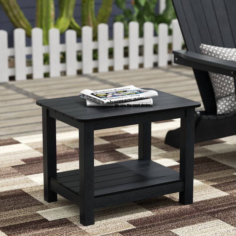 Vineyard HIPS Eco-Friendly Outdoor Modern Square All Weather Side Table - Black