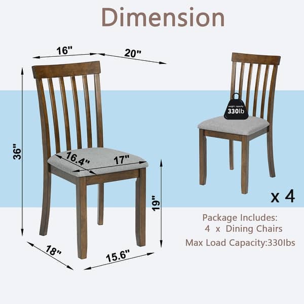 dimension image slide 4 of 7, Wooden Dining Chairs Set of 4 Kitchen Chair Side Chair Accent Chair