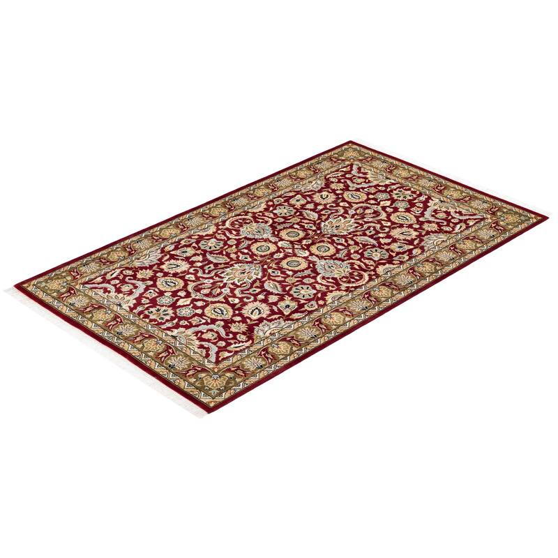 Overton Hand Knotted Wool Vintage Inspired Traditional Mogul Red Area Rug - 3 x 5