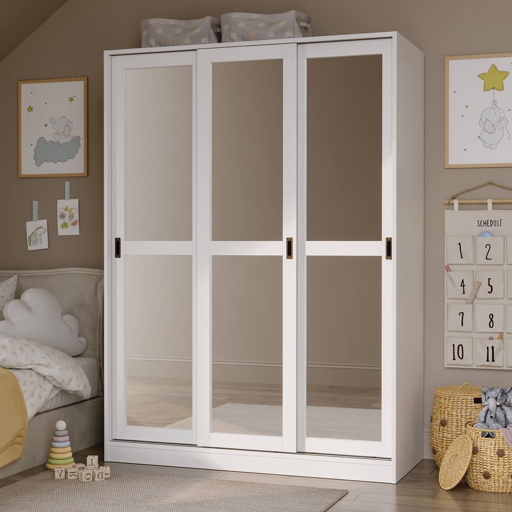 47.2 Wide Armoire LED Light All Glass Door Closet Cabinet Wardrobe - On  Sale - Bed Bath & Beyond - 37765735