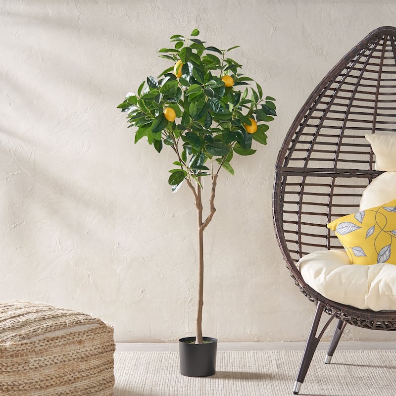 Wallowa Artificial Tabletop Lemon Tree by Christopher Knight Home - 5' x 2'