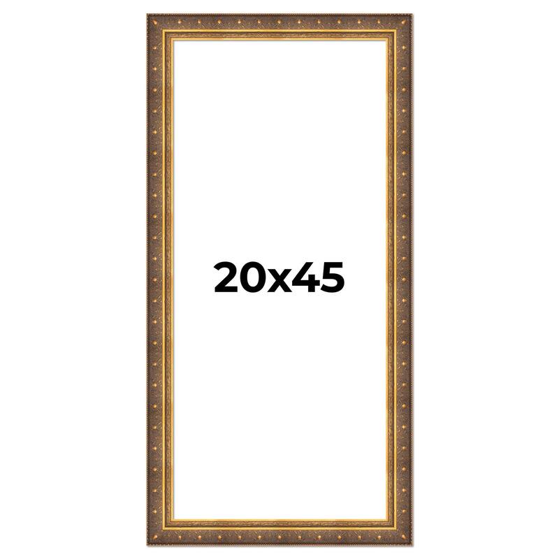 20x45 Frame Vintage Gold Solid Wood Picture Frame | 2.5 Inch Moulding