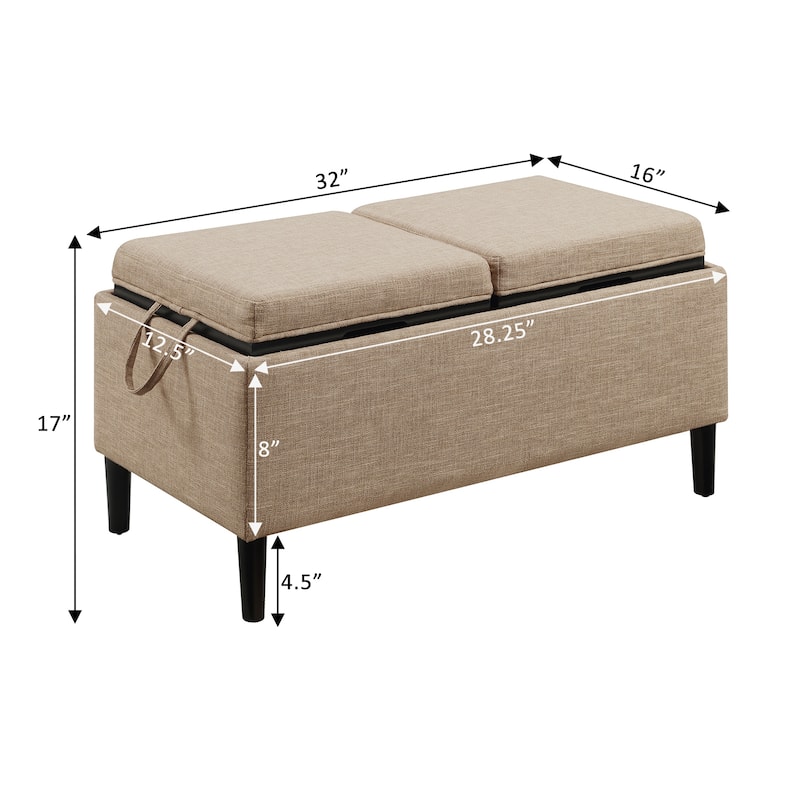 Convenience Concepts Designs4Comfort Magnolia Storage Ottoman with Reversible Trays