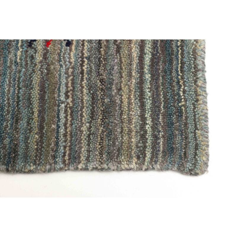 ECARPETGALLERY Hand Loomed Kashkuli Gabbeh Dark Grey Wool Rug - 4'0 x 5'8