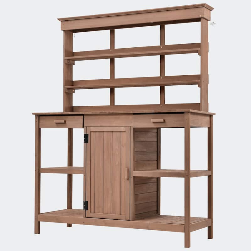 66" Large Outdoor Farmhouse Wooden Potting Bench Table