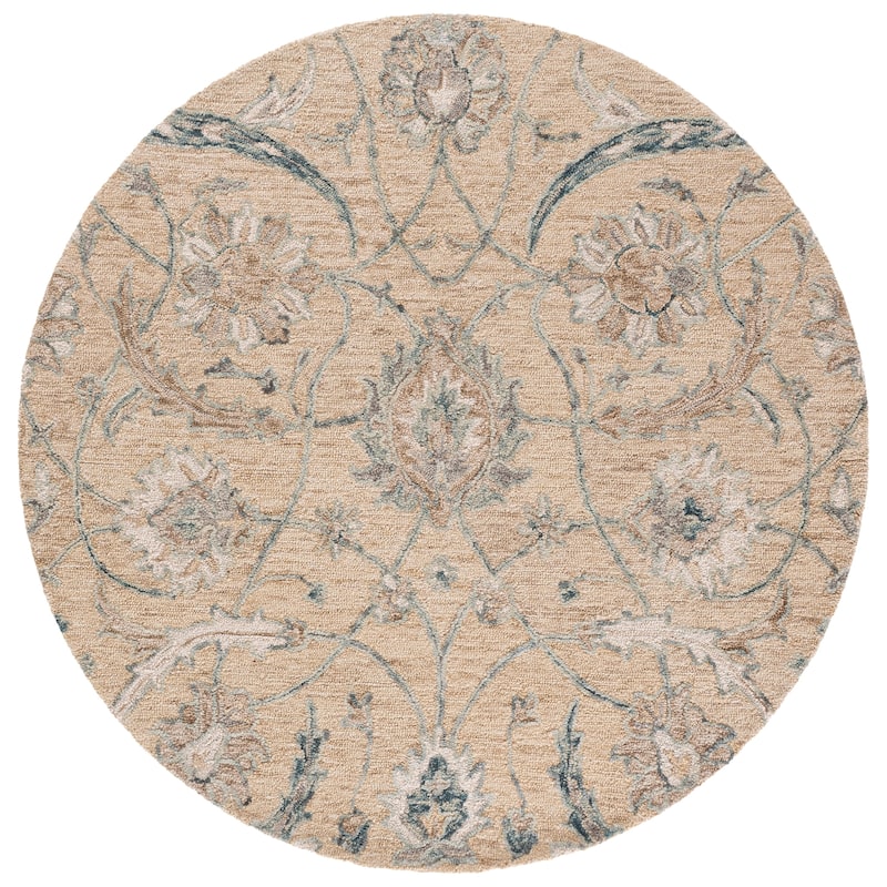 SAFAVIEH Handmade Metro Medrea Wool Rug - 6' Round - Beige/Grey