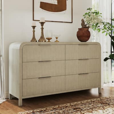 Roundhill Furniture Tavari Contemporary 6-Drawer Wood Dresser, Light Gray