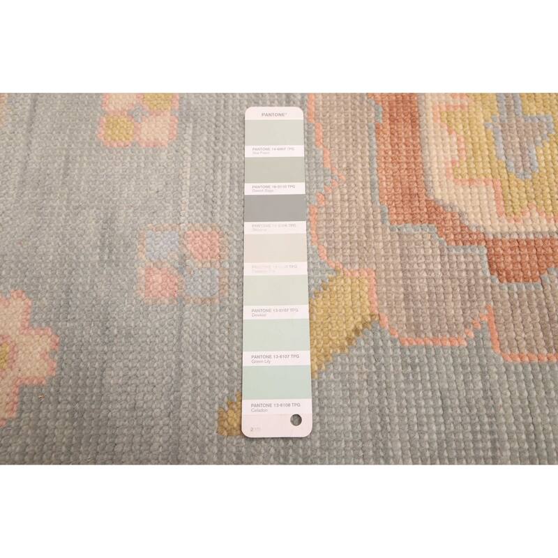 ECARPETGALLERY Hand-knotted Modern Oushak Sage Wool Rug - 8'11 x 11'9