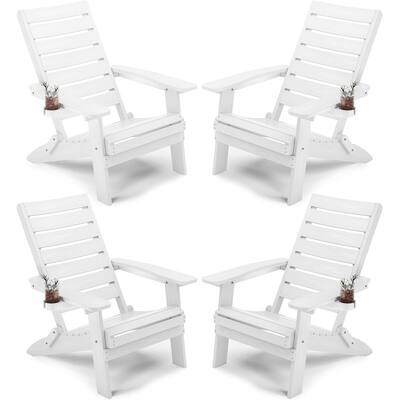 WINSOON HIPS Folding Adirondack Chairs with Arc Back & Cup Holder Set Of 4