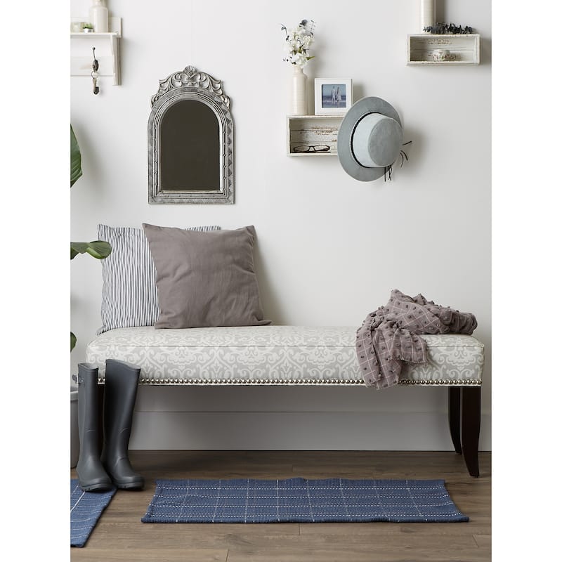DII French Blue Variegated Plaid Recycled Yarn Rug (Set of 2) - Big