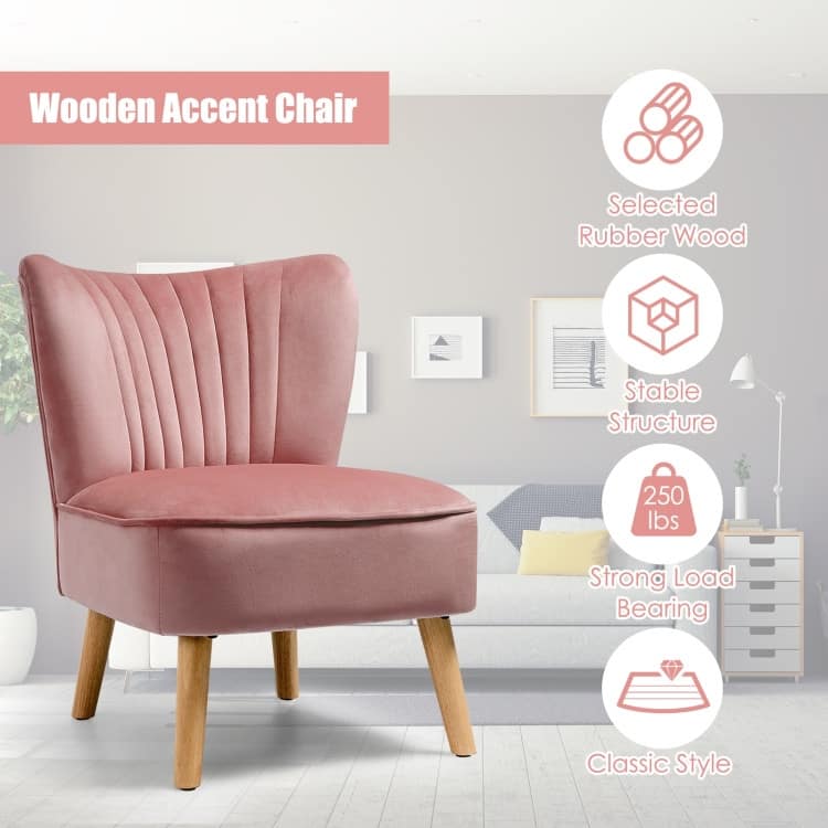 Armless Accent Chair Modern Velvet Leisure Chair - 21.5" x 27" x 28.5" (L x W x H)