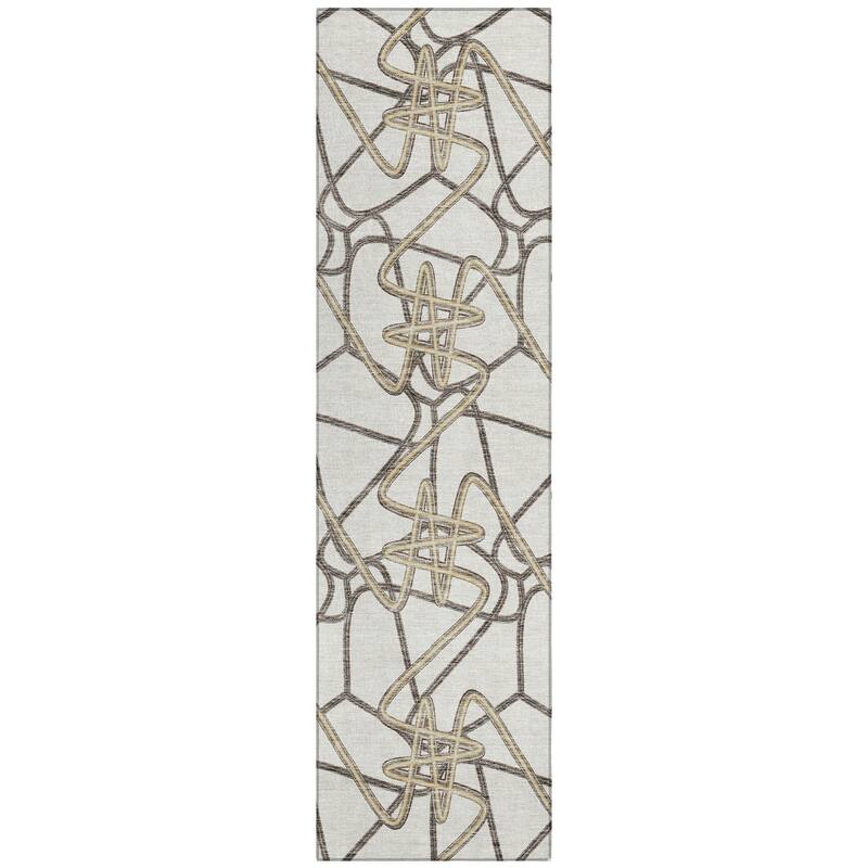 Machine Washable Indoor/ Outdoor Contemporary Links Chantille Rug