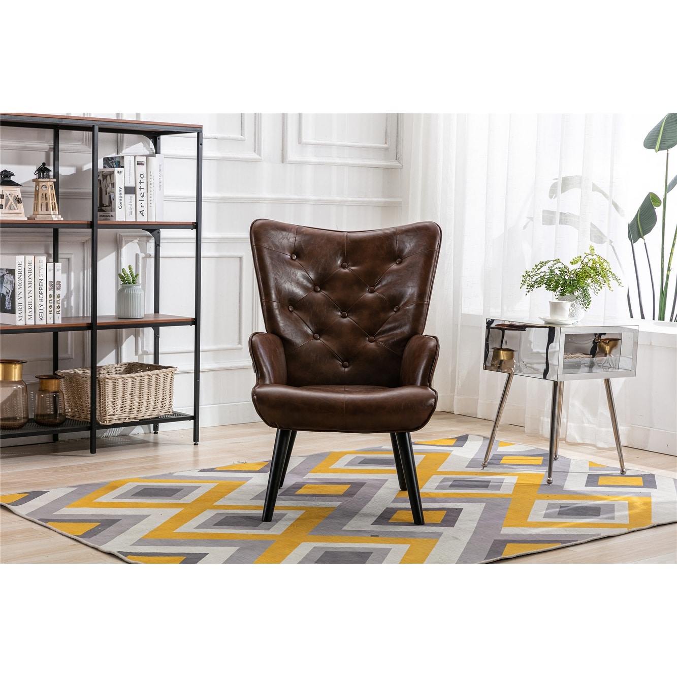 Nordic Style Modern Leisure Chair PU Leather Accent Chair with