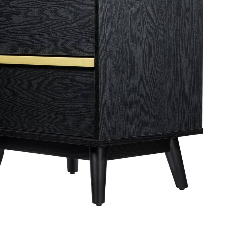 Sango Cortland 2 Drawer Nightstand, Black- Stylish and Functional Storage