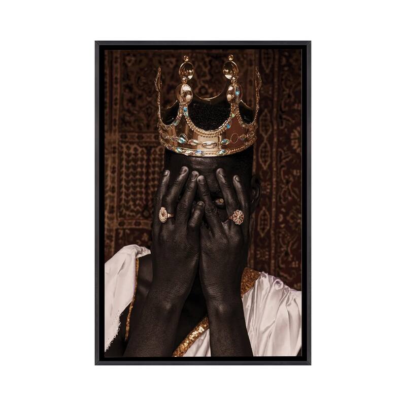 iCanvas "Black King" by Harry Odunze Framed - Ebony - 26x18
