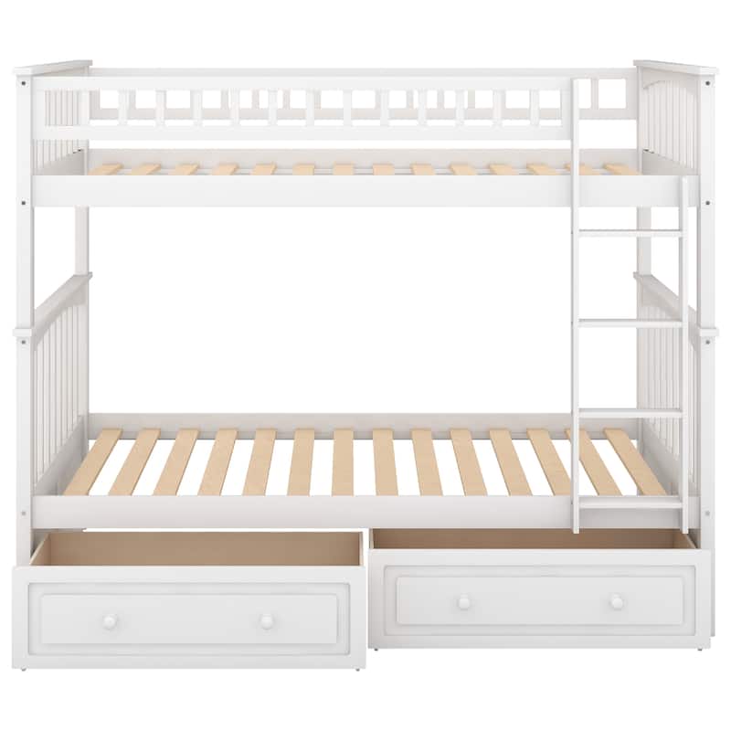 Twin over Twin Bunk Bed with Drawers, Convertible Beds, Gray(Old SKU: SM000240AAE-1)