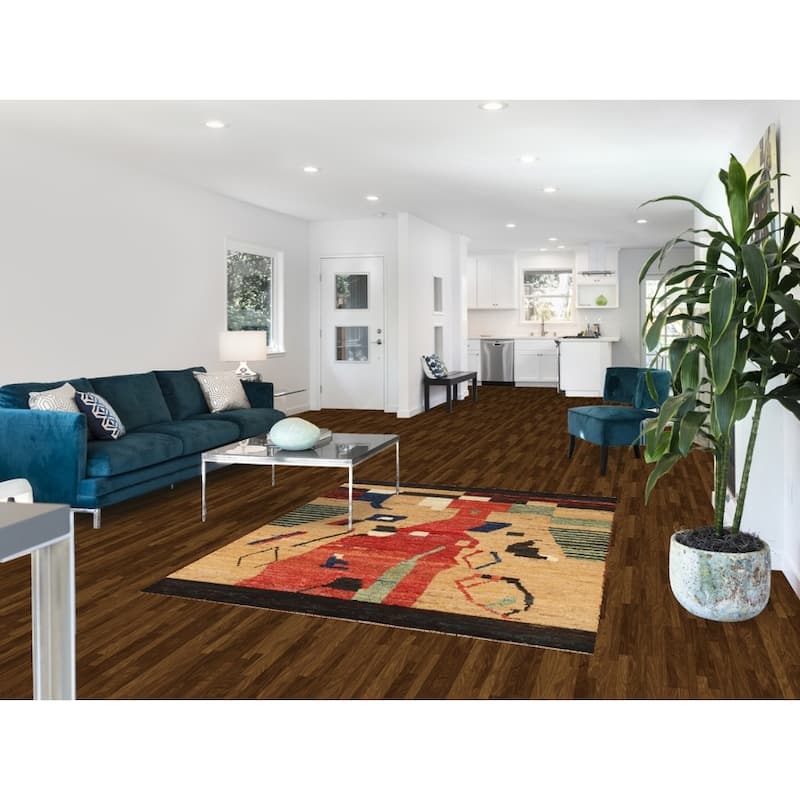 Abstract Moroccan Oriental Rug Handmade Contemporary Wool Carpet - 5'2" x 6'8"