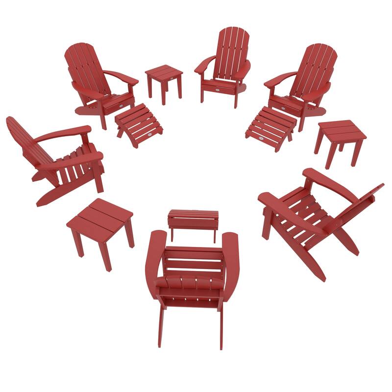 BAHIA VERDE OUTDOORS 12-Piece Adirondack Conversation Set - Boathouse Red