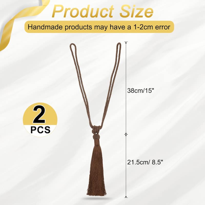 Handmade Elegant Curtain Tiebacks with Tassel - Dark Brown - 2 Pack