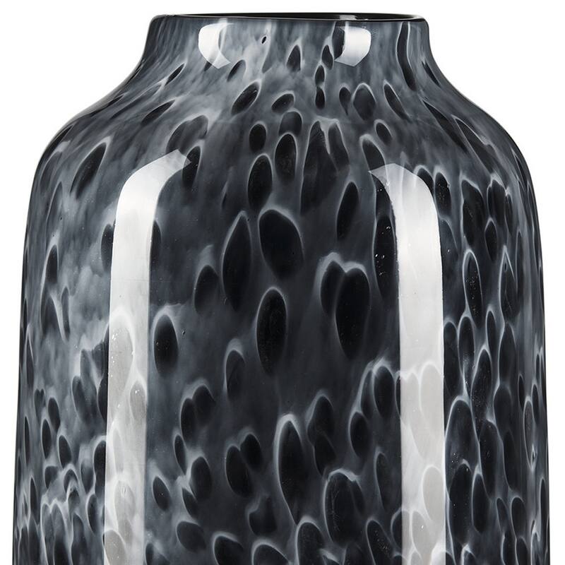 15" Black Mottled Cylinder Glass Table Vase - 7.91