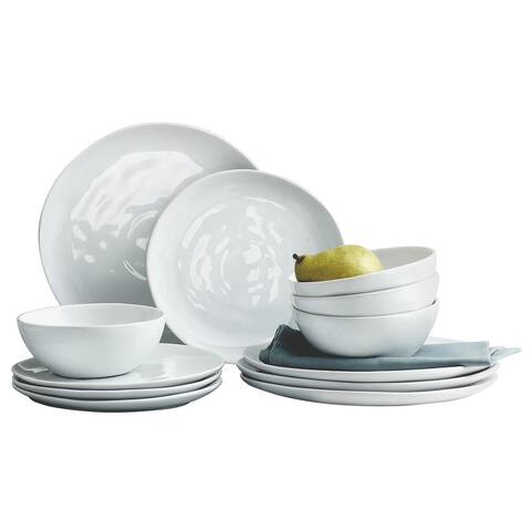 Everyday White by Fitz and Floyd Organic 12 Piece Dinnerware Set, Service for 4, White - 12 Piece