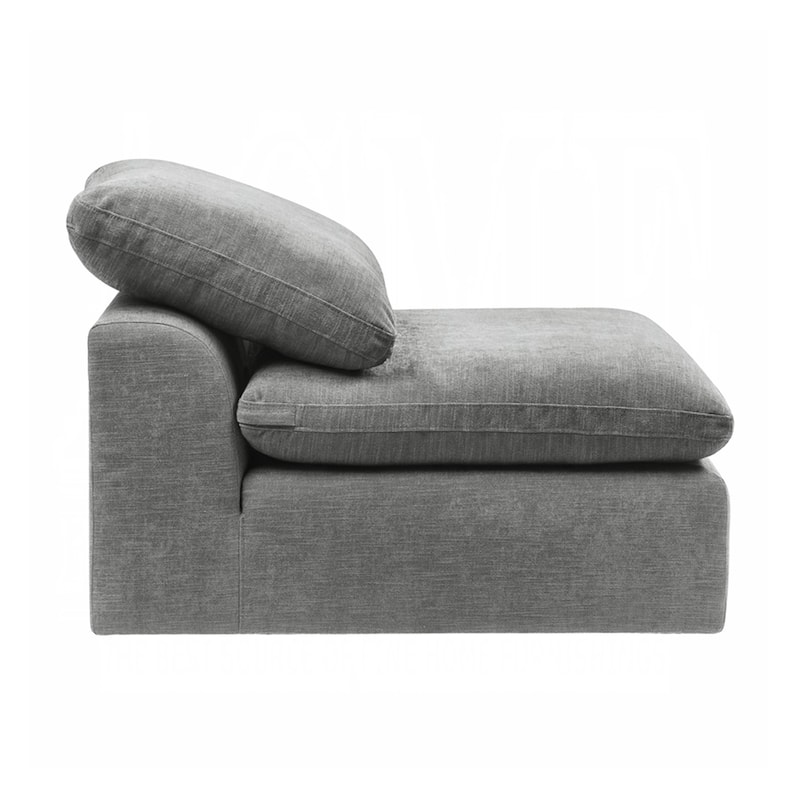 Linen and Wood Modular Armless Chair