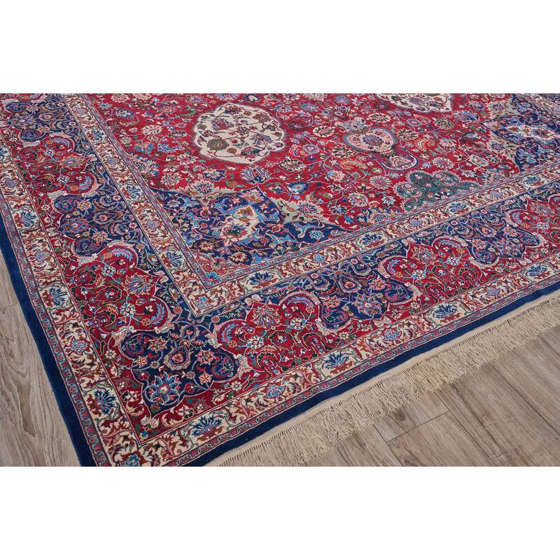 EXQUISITE RUGS ONE-OF-A-KIND Super Fine Millefleur Hand Knotted Red/Red Rug - 9'x12' - 10'x14'
