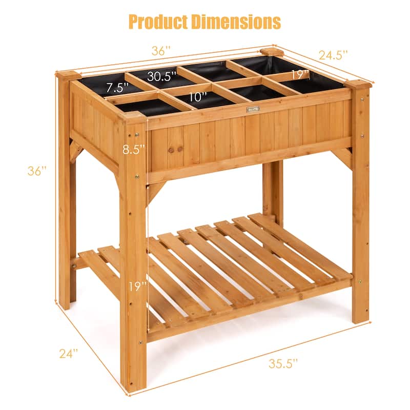 Costway 8 Grids Raised Garden Bed Elevated Planter Box Kit Wood - See Details