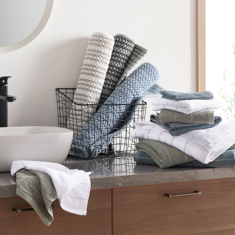 Martex Slub Stripe Blue Bath Towel
