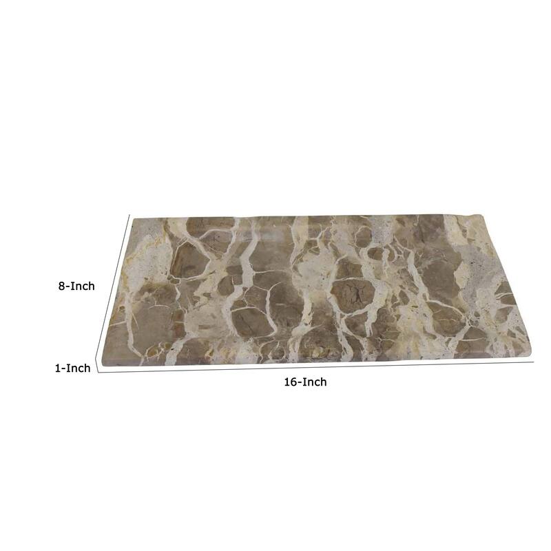 Decorative Accessory Tray, Capri Beige and Gray Marble Finish, 16 Inch