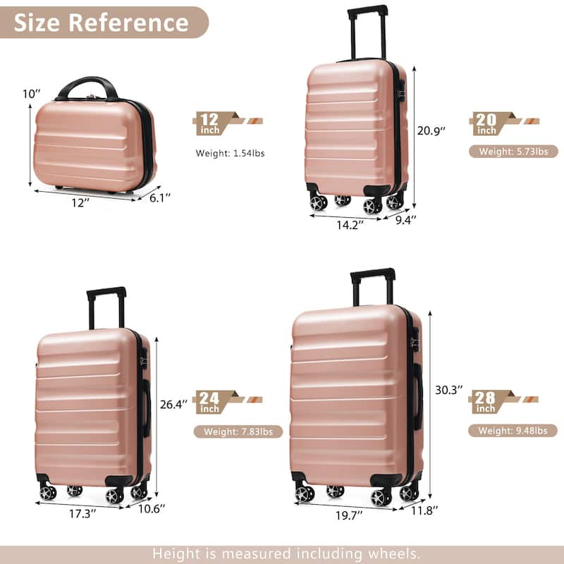 Hardshell ABS Luggage Set - Lightweight & Durable Suitcases with Dual Spinner Wheels, Carry-On & Check-In Sizes